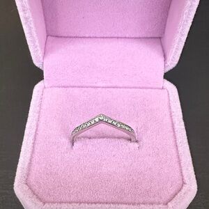 Sterling Chevron Pavé Band Ring - White